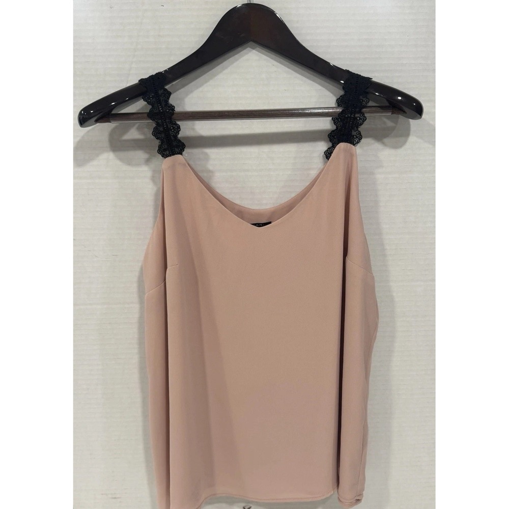 T Tahari Blush Pink Lace Strap V-Neck Camisole Tank Top Medium